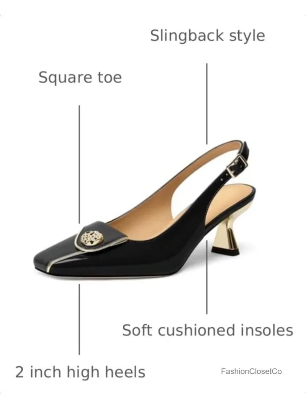 Women's Kitten Heels Slingback Square Toe Low Heel Pumps Closed Toe Matte Slip
